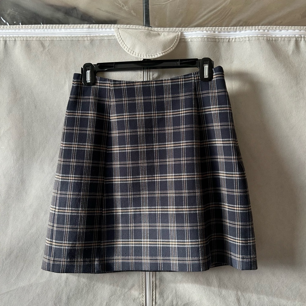Babaton Plaid Mini Skirt - Navy and Tan